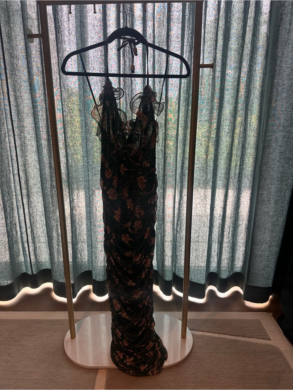 PatBO Black Floral Halter Maxi Dress